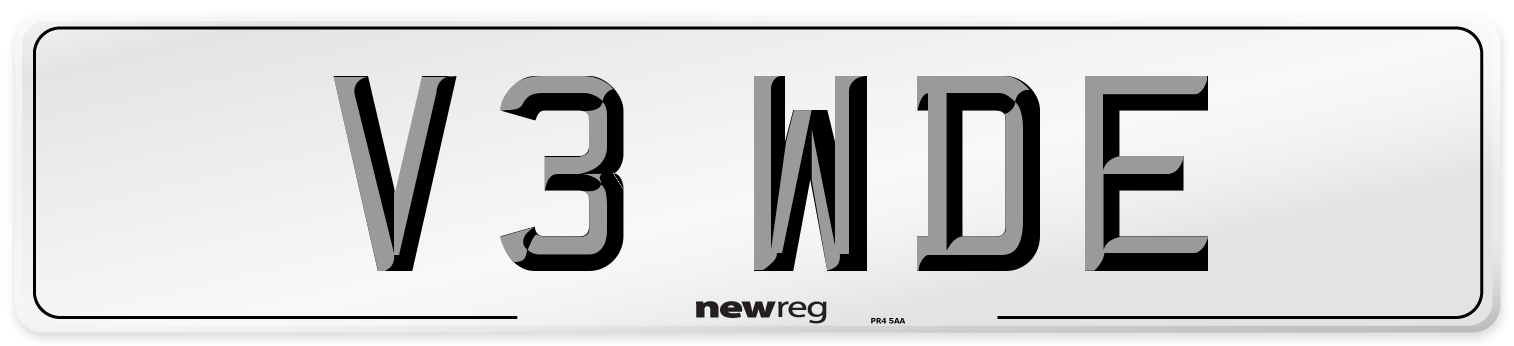 V3 WDE Number Plate from New Reg